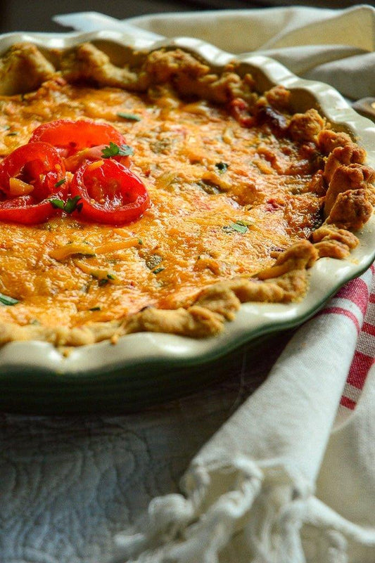 Kitcheneez Pimento Cheese Tomato Pie Recipe with a little history - Kitcheneez Mixes & More!