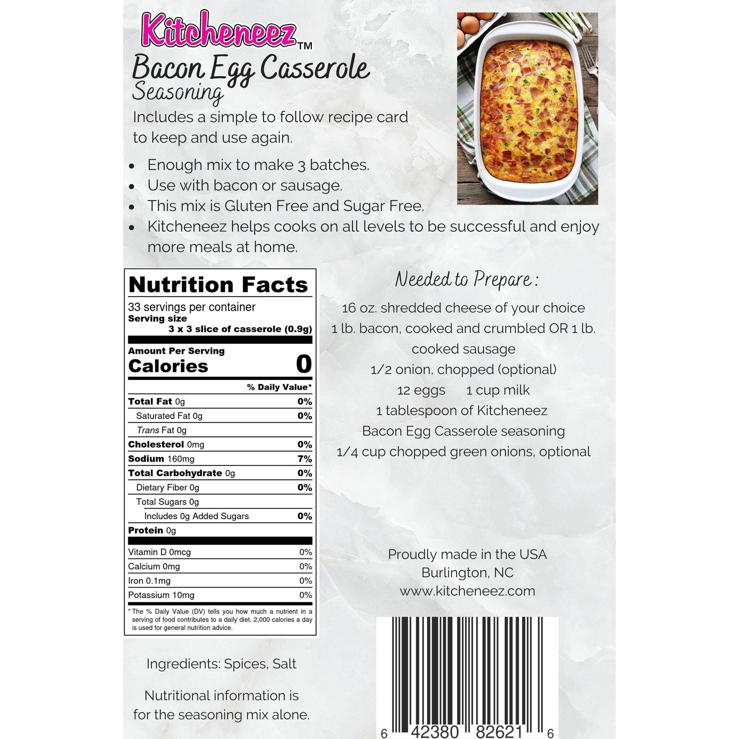 Bacon & Egg Casserole seasoning