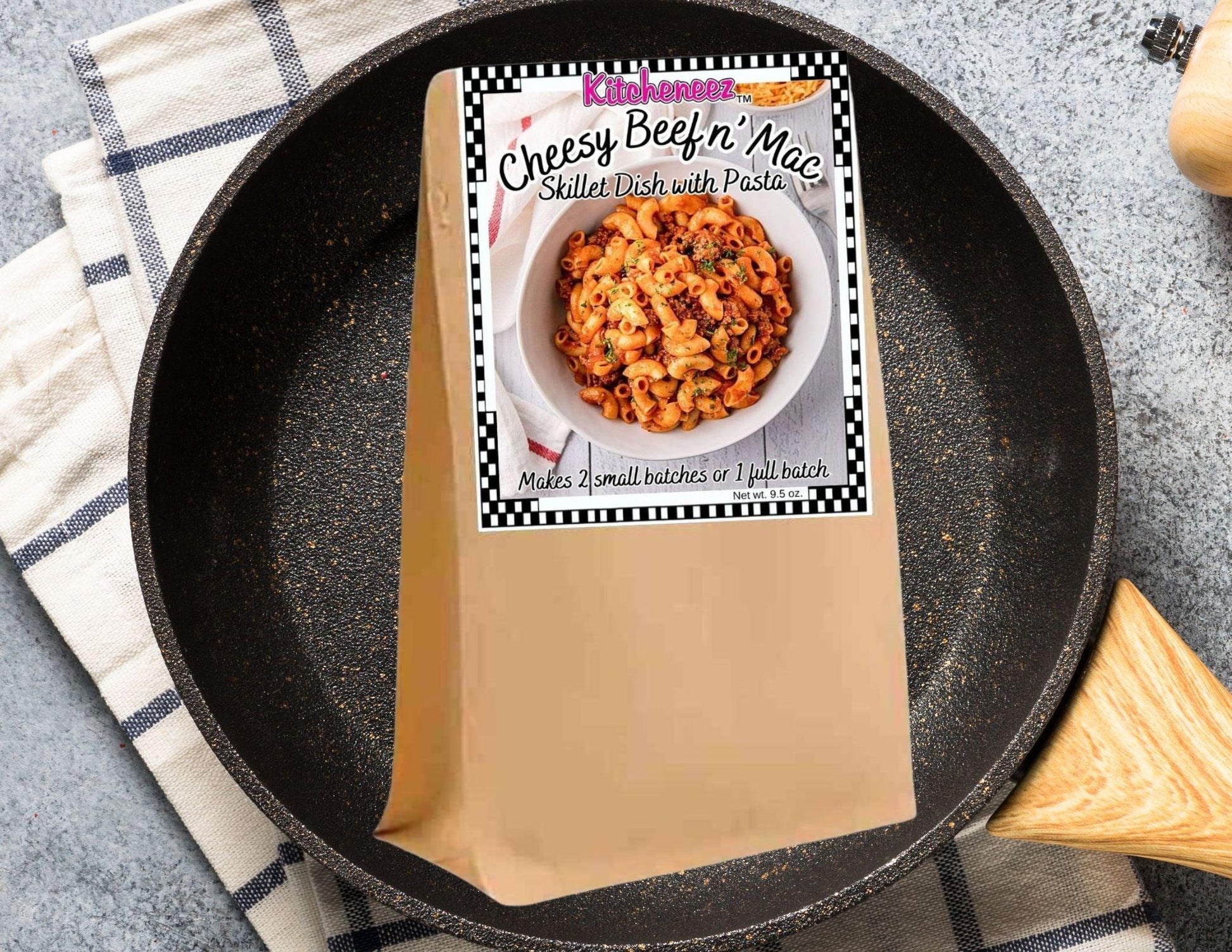 Cheesy Beef n' Mac Skillet Pasta Meal Kit - Kitcheneez Mixes & More!