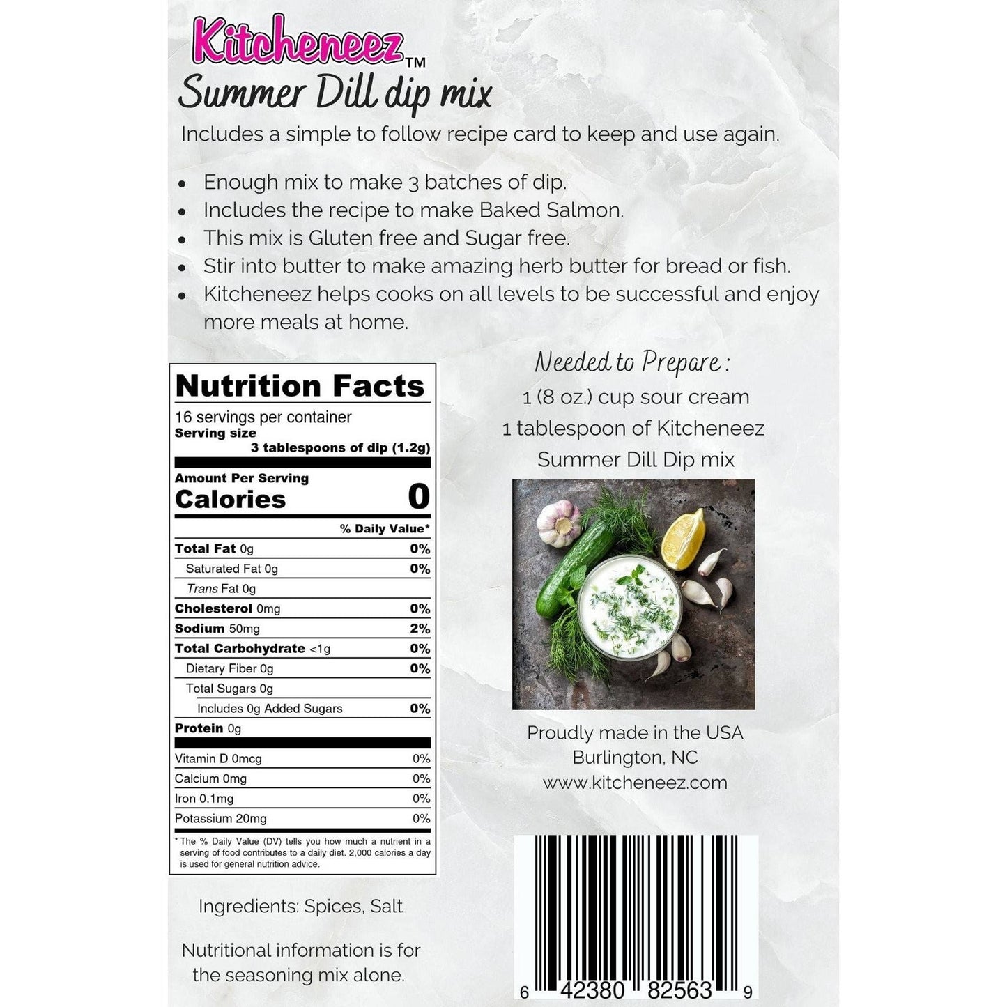 Summer Dill dip mix (with bonus recipe for Baked Salmon)
