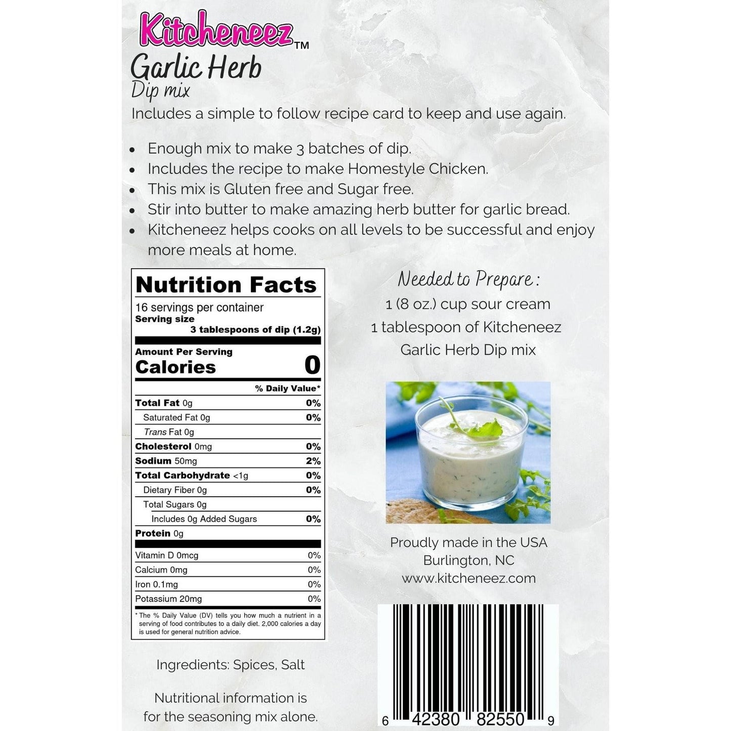 Garlic Herb dip mix (with bonus recipe for Homestyle Chicken)