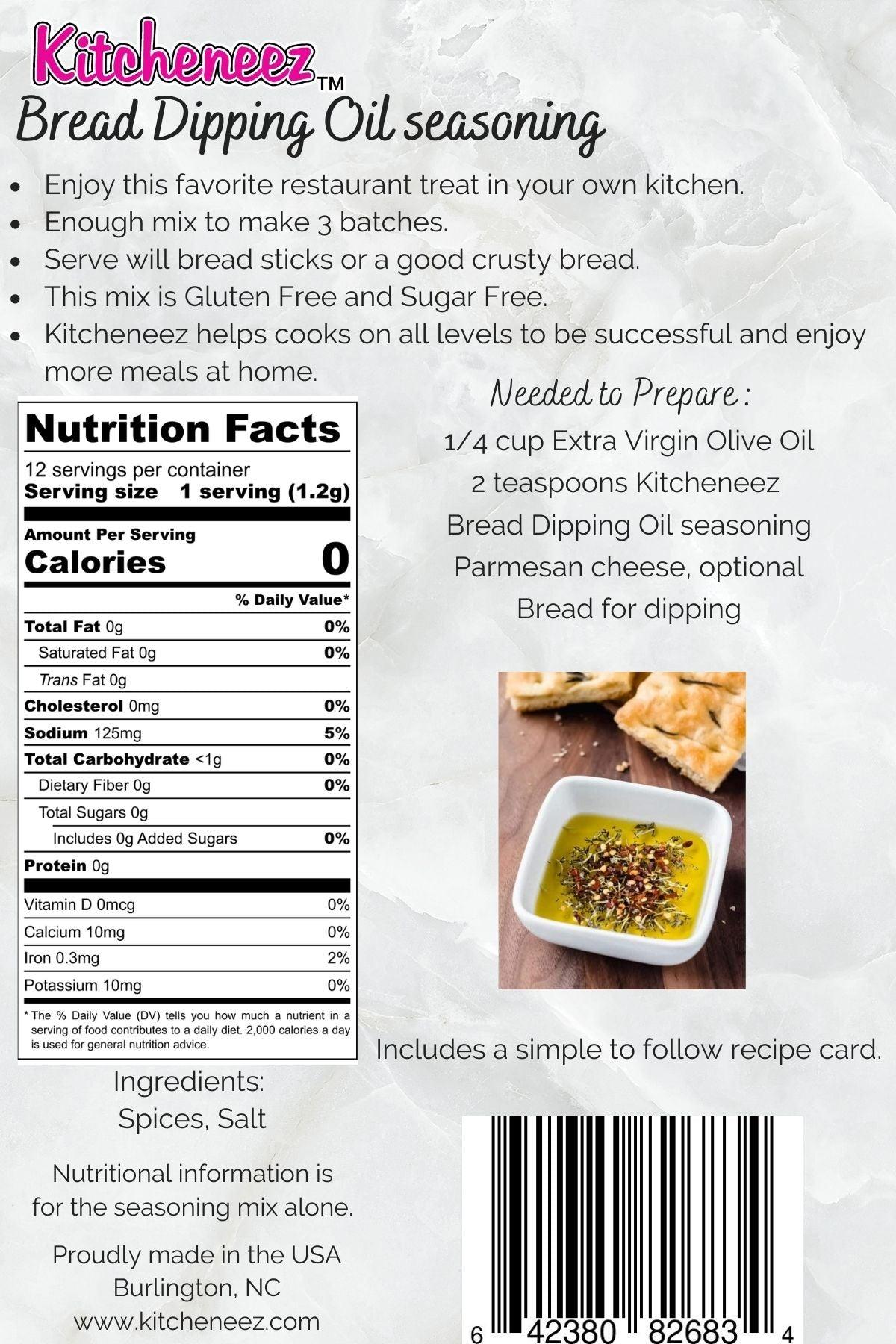 Bread Dipping Oil Seasoning mix -Limited Time - Kitcheneez Mixes & More!