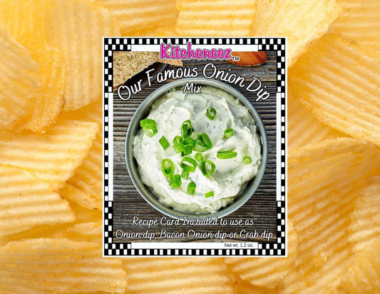 Our Famous Onion dip mix (with the recipes for Crab dip and Bacon Onion dip) - Kitcheneez Mixes & More!