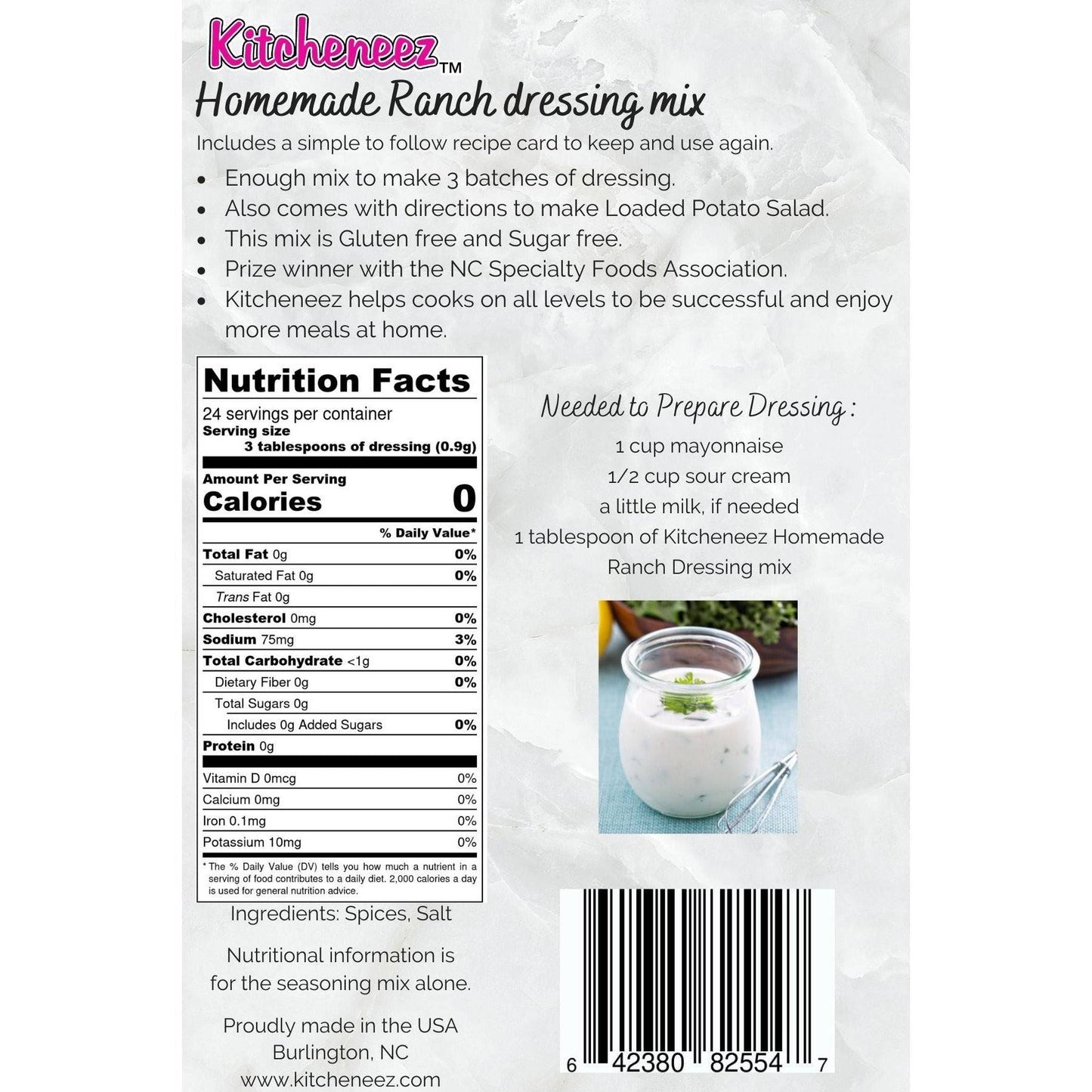Homemade Ranch dressing mix (with bonus recipe for Loaded Baked Potato Salad)