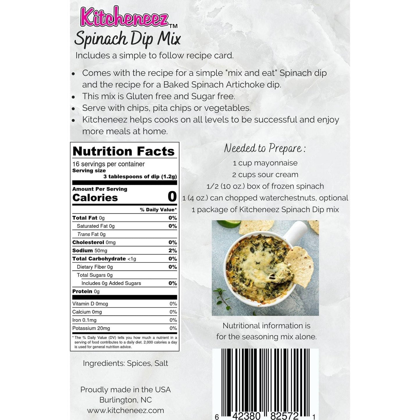 Spinach dip mix (with bonus Spinach Artichoke dip recipe)