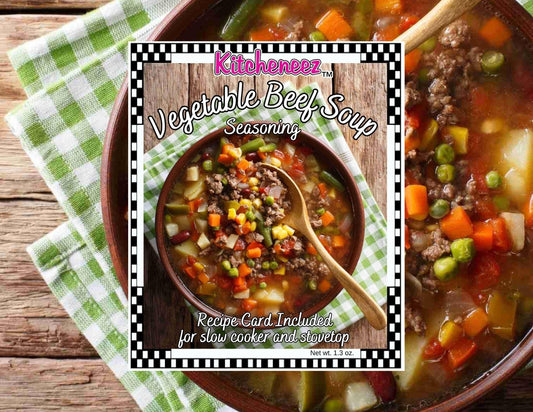 Vegetable Beef Soup Seasoning for Crockpot or Stovetop - Kitcheneez Mixes & More!