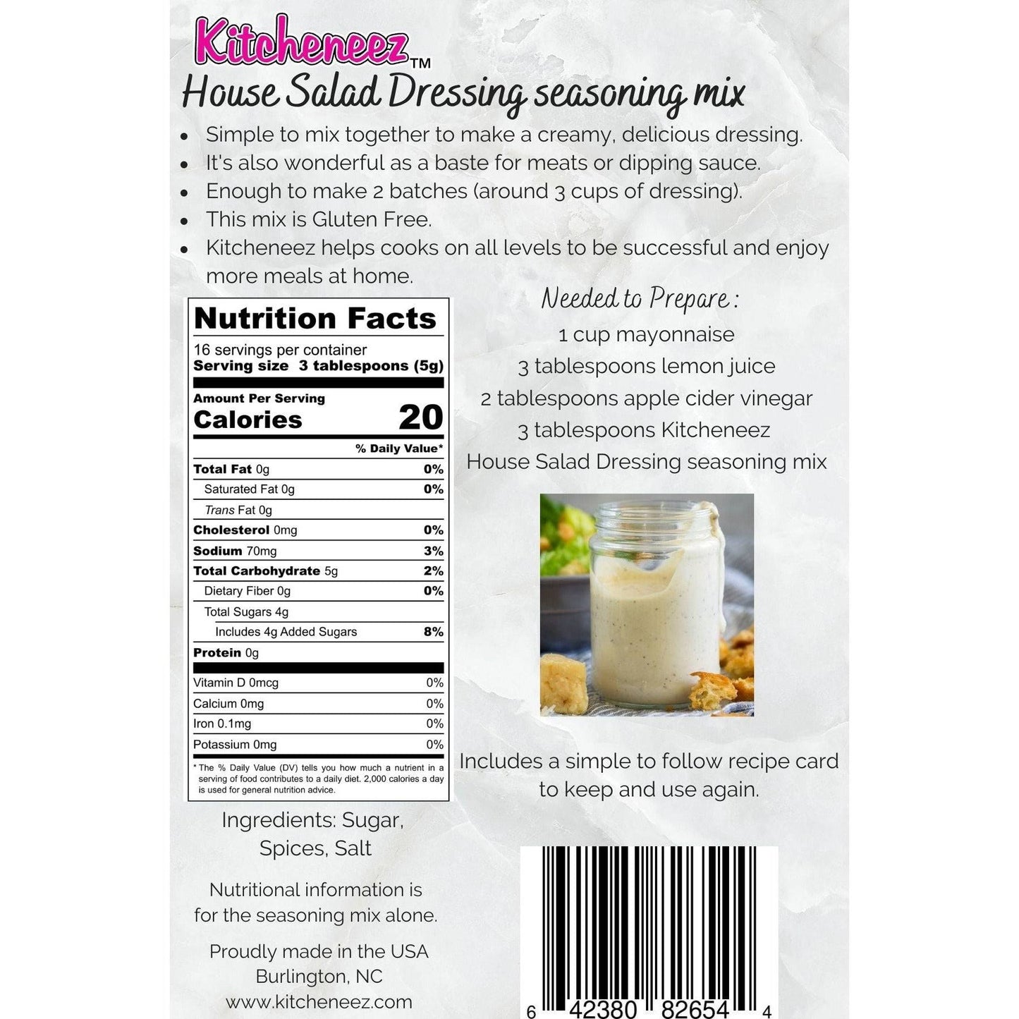 Kitcheneez House Dressing seasoning mix - Kitcheneez Mixes & More!