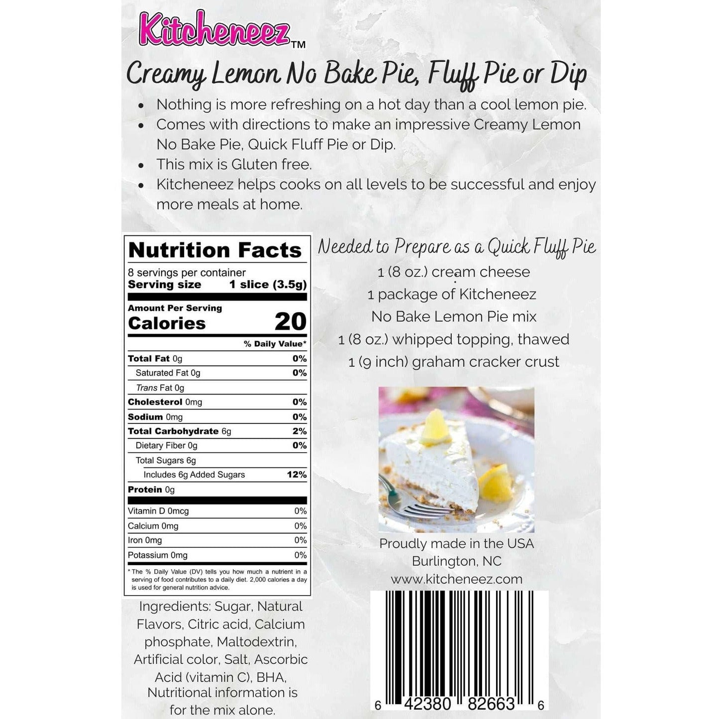 No Bake Lemon Pie with Quick Pie and Dip recipe included - Kitcheneez Mixes & More!