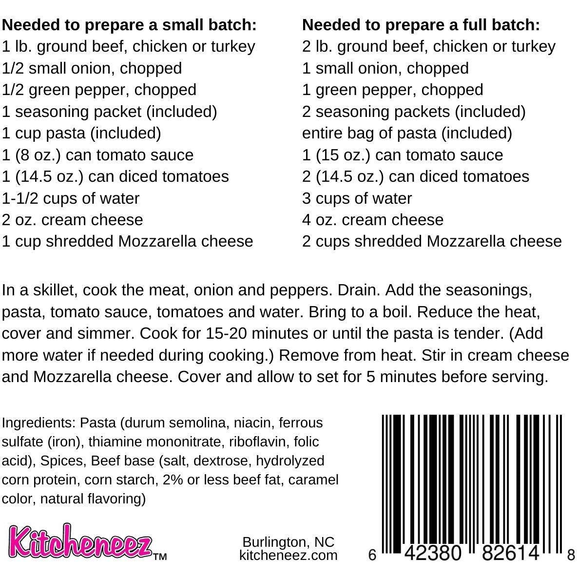Taste of Italy Skillet Meal with pasta included - Kitcheneez Mixes & More!