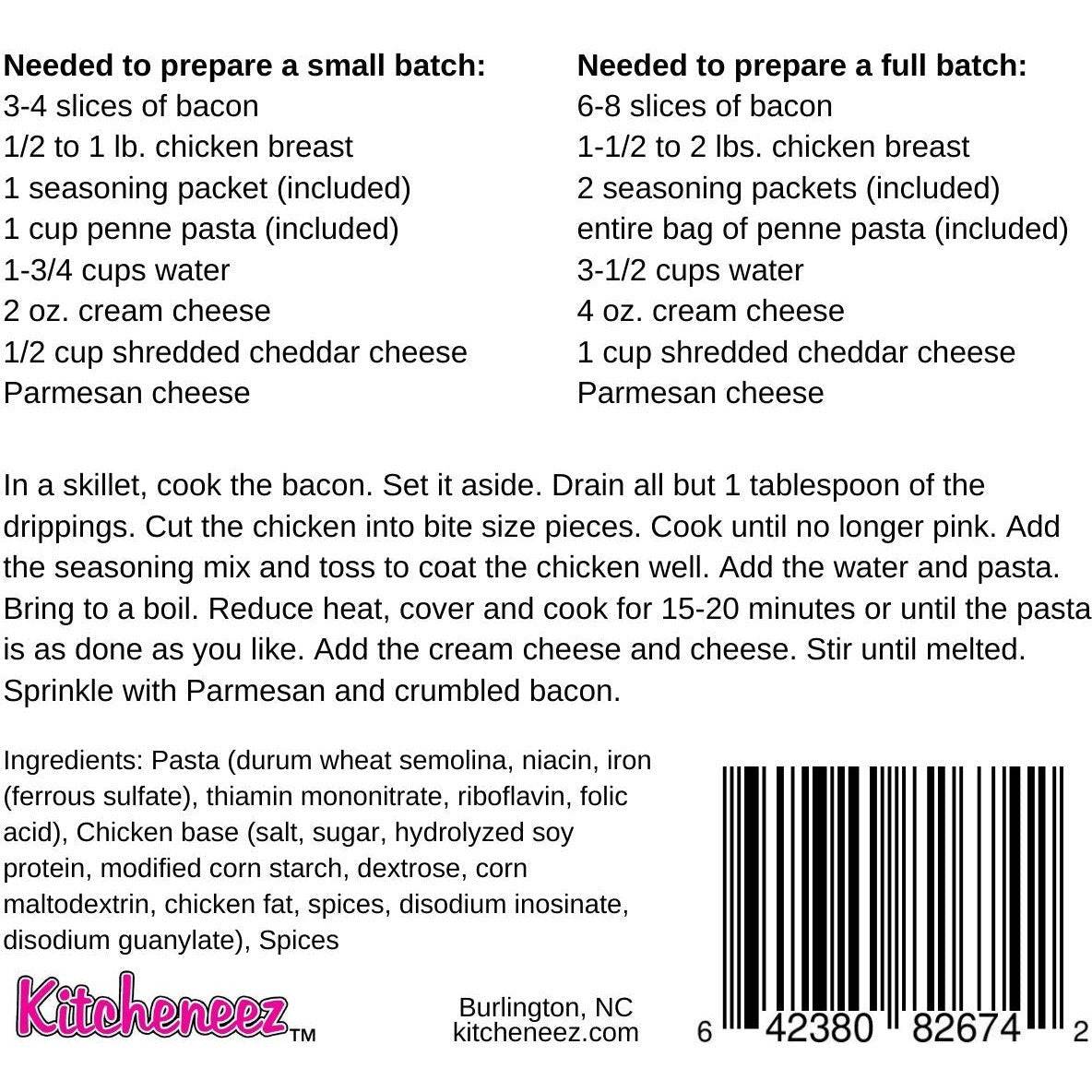 Three Cheese Chicken Penne Skillet Meal with pasta included - Kitcheneez Mixes & More!