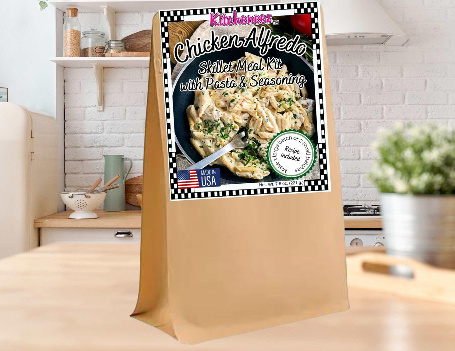 Chicken Alfredo Skillet Meal Kit with Seasoning and Pasta