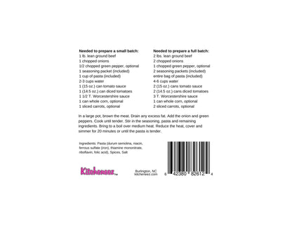 American Goulash One Pot Dish Kit with Seasoning and Pasta - Kitcheneez Mixes & More!