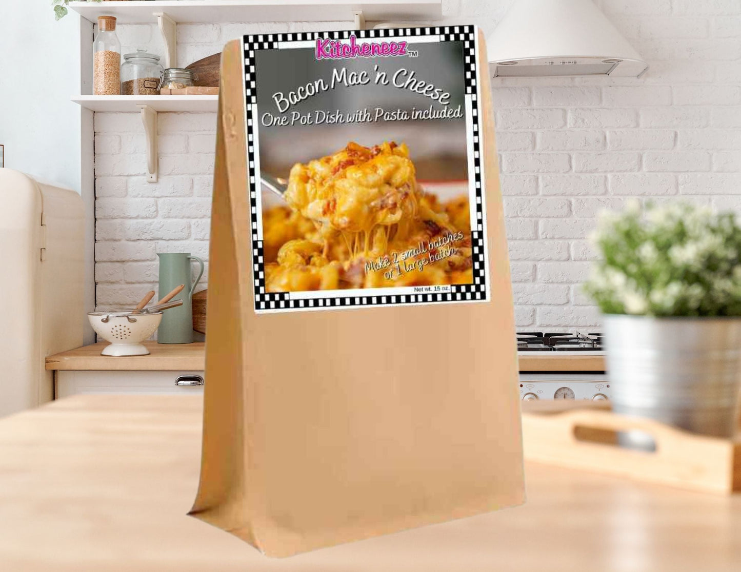 Bacon Mac 'n Cheese One Pot Dish Kit with Seasoning and Pasta - Kitcheneez Mixes & More!