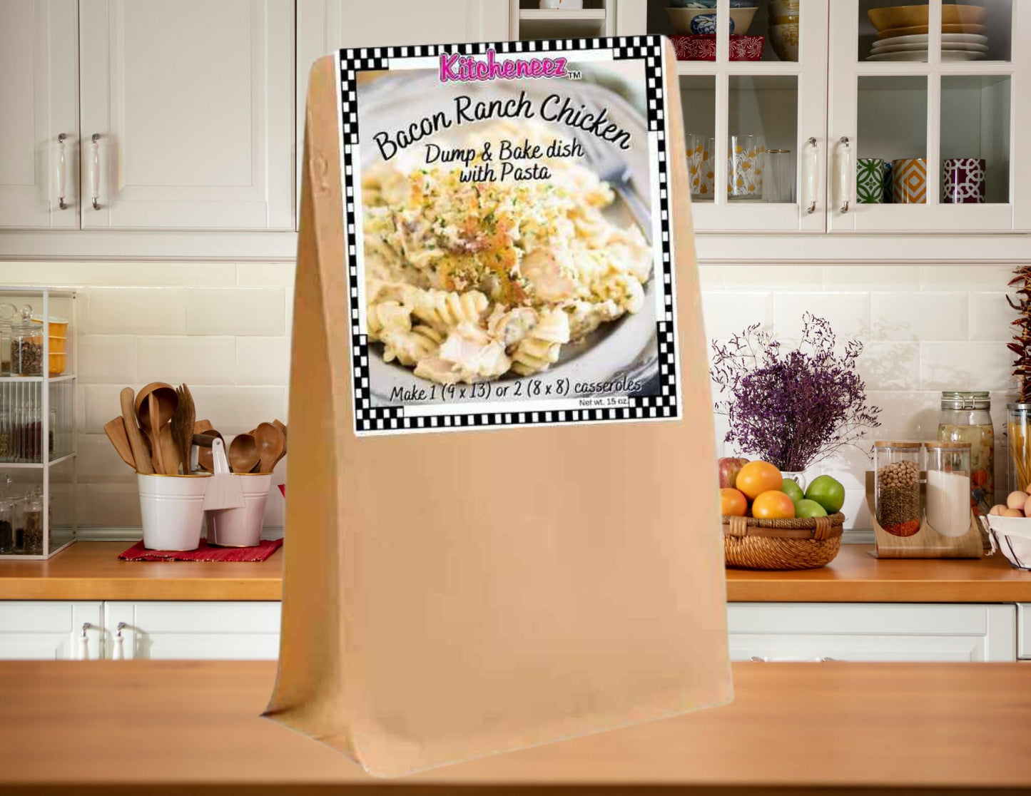 Bacon Ranch Chicken Dump 'n Bake Meal Kit with Seasoning and Pasta - Kitcheneez Mixes & More!