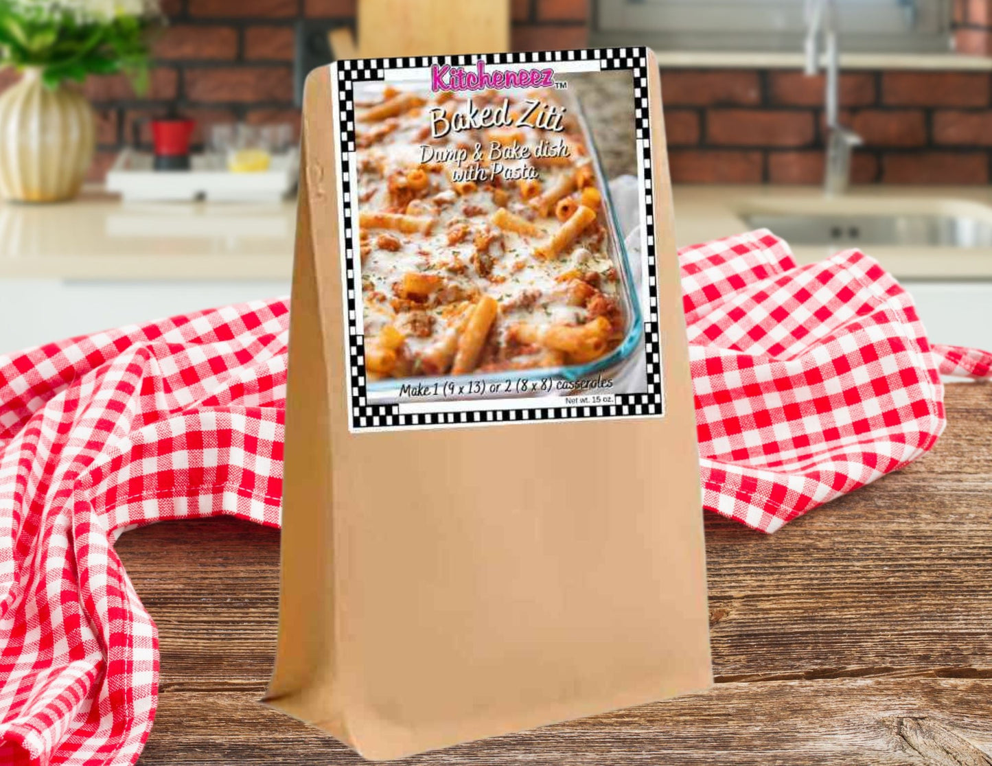 Baked Ziti Dump 'n Bake Meal Kit with Seasoning and Pasta - Kitcheneez Mixes & More!