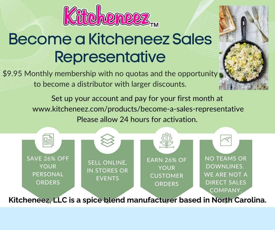 Become a Kitcheneez Sales Representative $9.95/month - Kitcheneez Mixes & More!