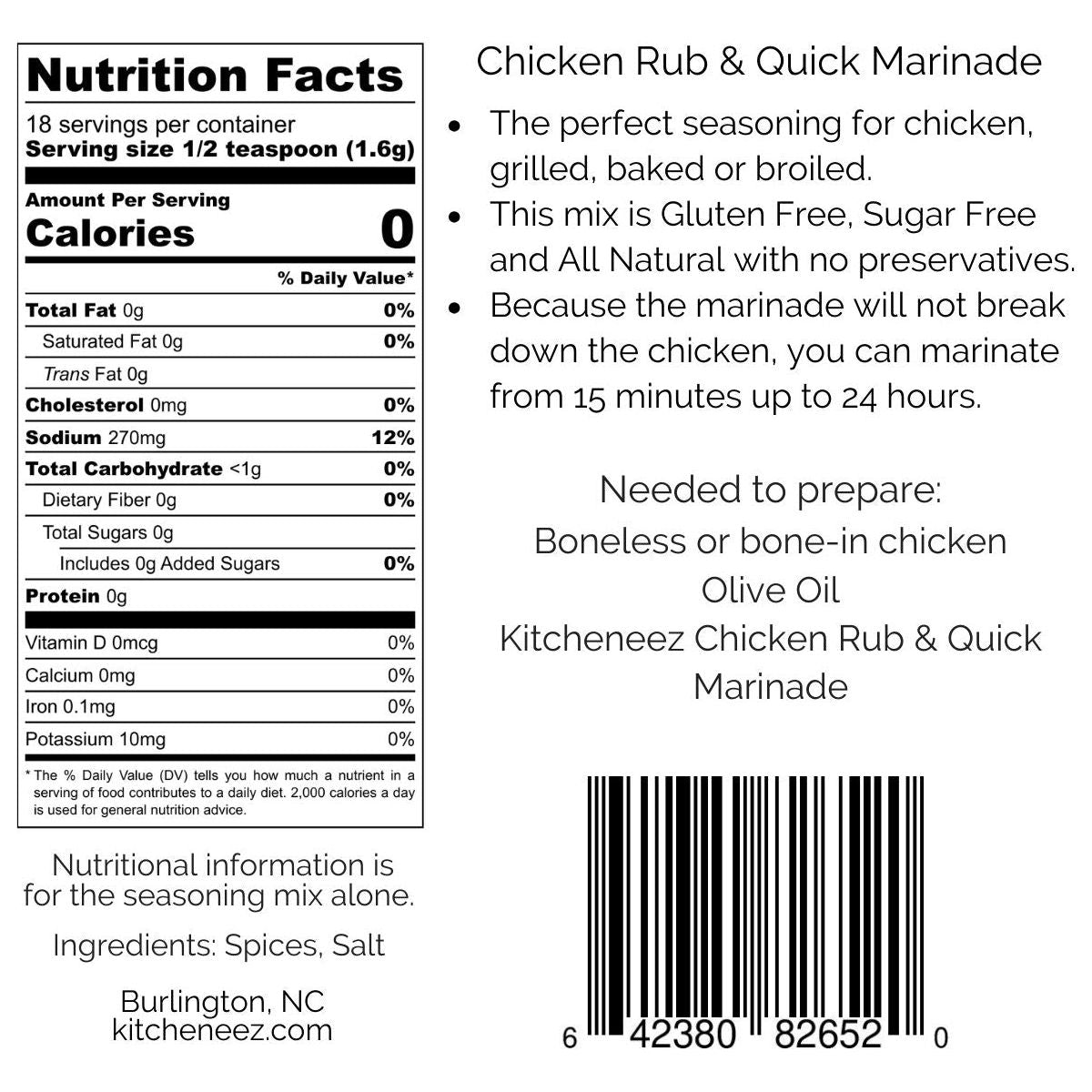 Chicken Rub & Quick Marinade - Kitcheneez Mixes & More!