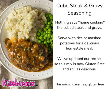 Cube Steak and Gravy seasoning mix- Limited Time - Kitcheneez Mixes & More!