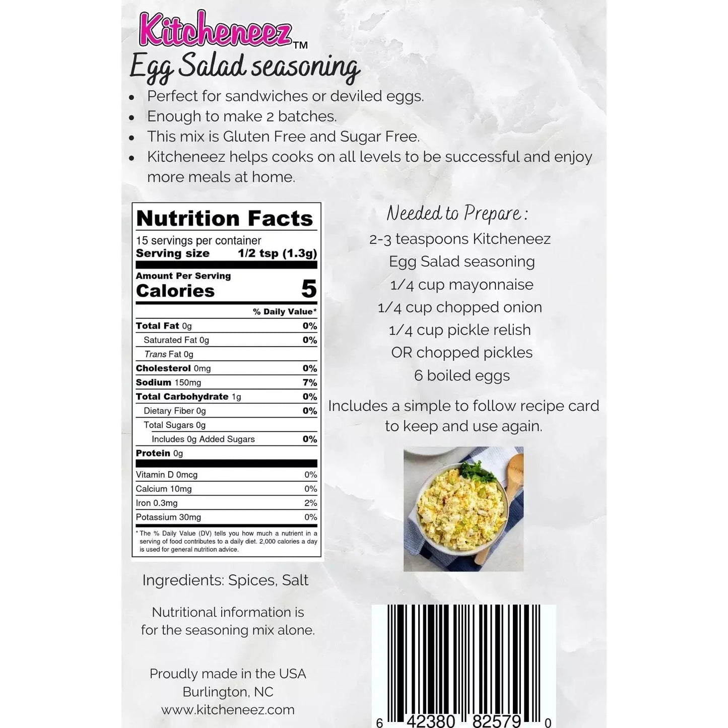 Egg Salad Seasoning - Kitcheneez Mixes & More!