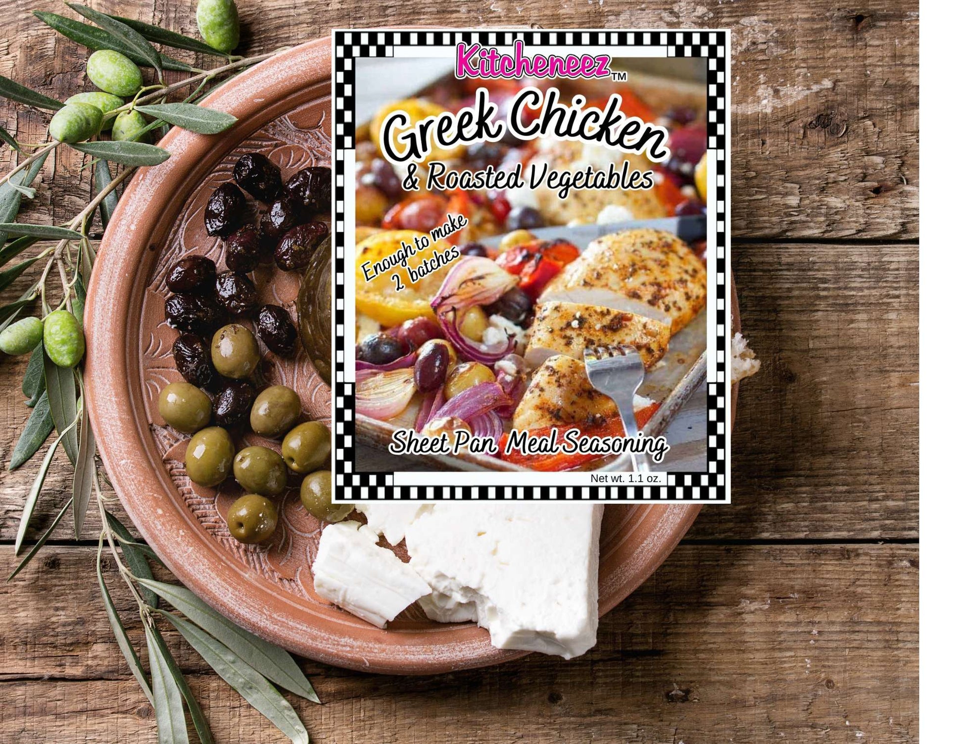 Greek Chicken with Roasted Vegetables Sheet Pan Meal Seasoning - Kitcheneez Mixes & More!