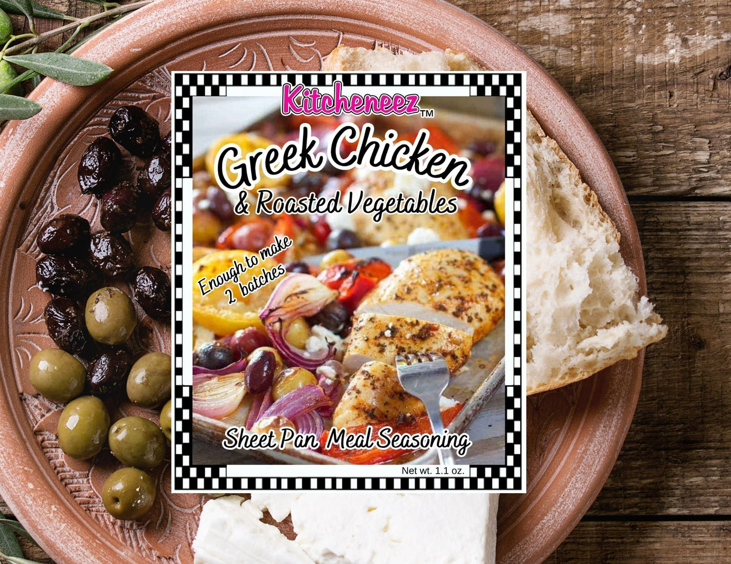 Greek Chicken with Roasted Vegetables Sheet Pan Meal Seasoning - Kitcheneez Mixes & More!