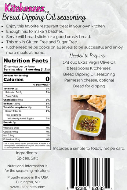 Bread Dipping Oil Seasoning mix -Limited Time - Kitcheneez Mixes & More!
