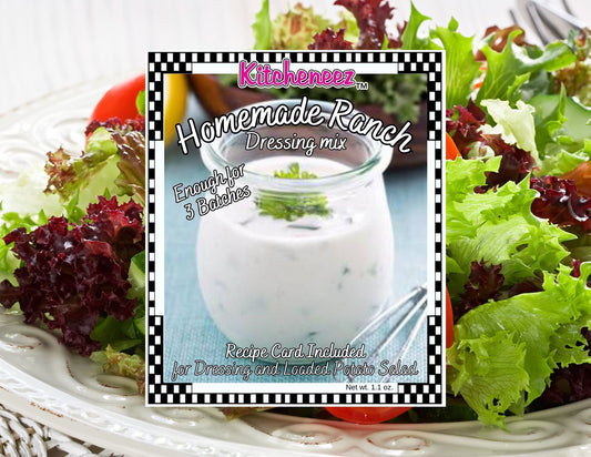 Homemade Ranch dressing mix (with bonus recipe for Loaded Baked Potato Salad) - Kitcheneez Mixes & More!