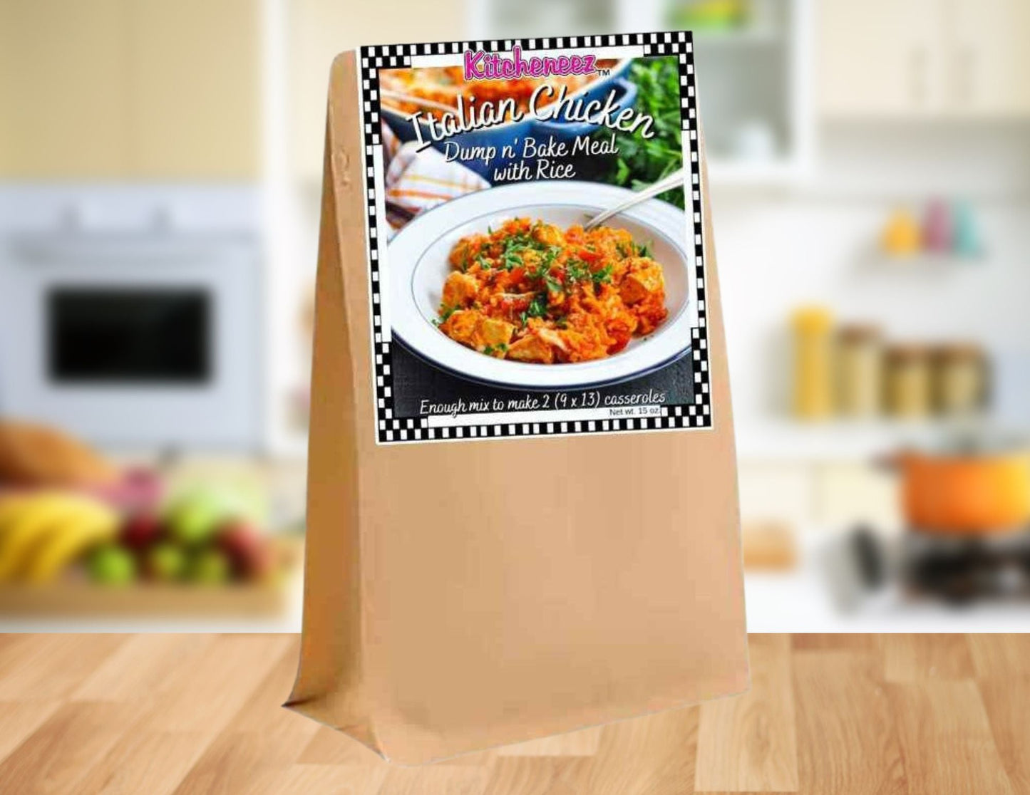 Italian Chicken Dump n' Bake Kit with rice - Kitcheneez Mixes & More!