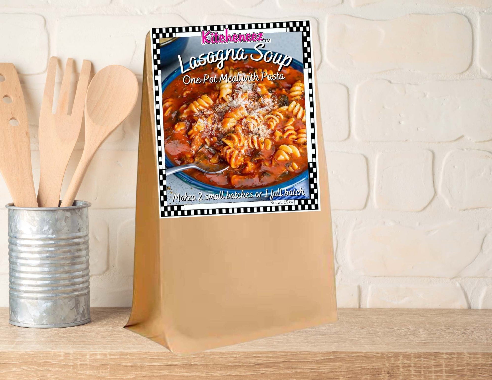 Lasagna Soup One Pot Dish Kit with Seasoning and Pasta - Kitcheneez Mixes & More!