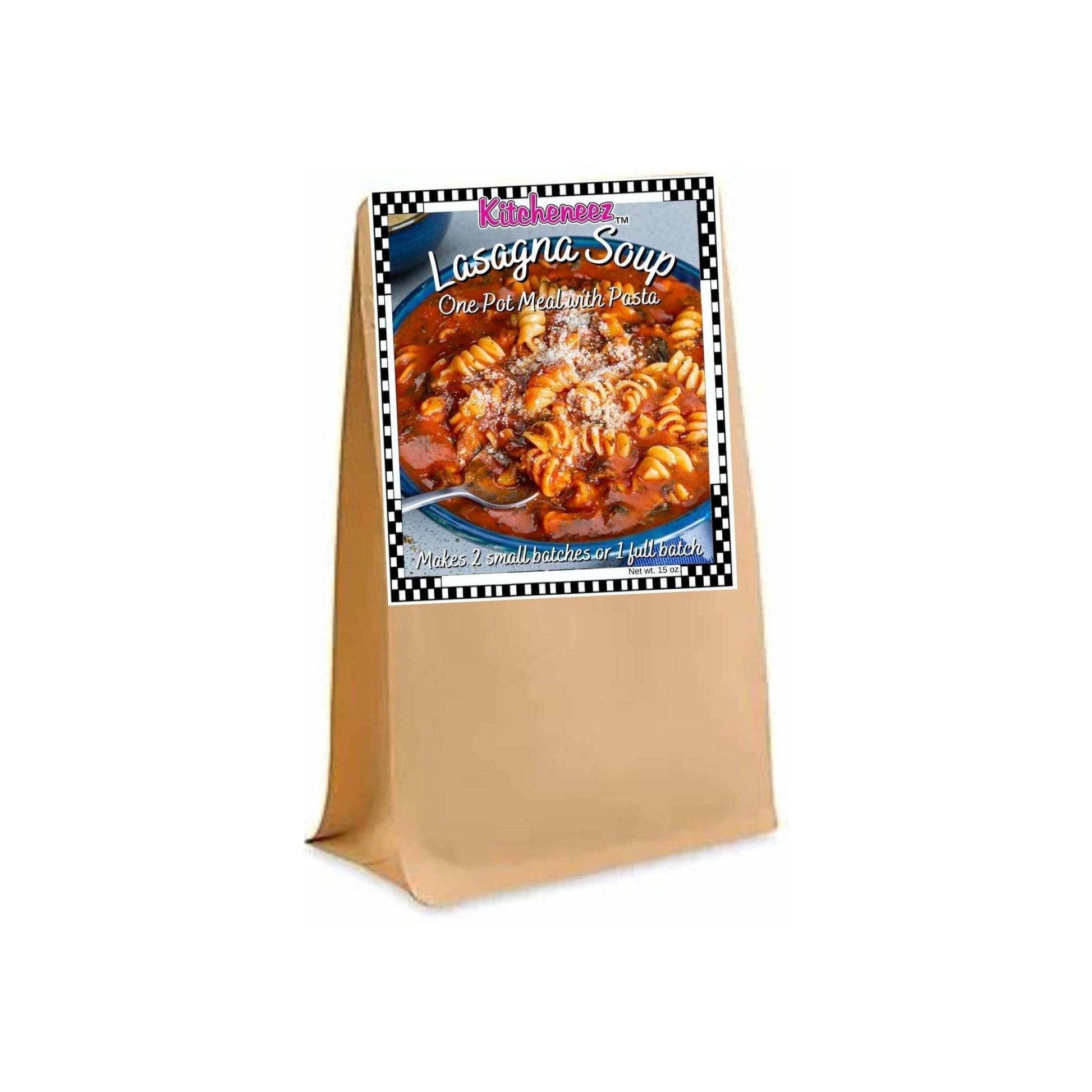 Lasagna Soup One Pot Dish Kit with Seasoning and Pasta - Kitcheneez Mixes & More!