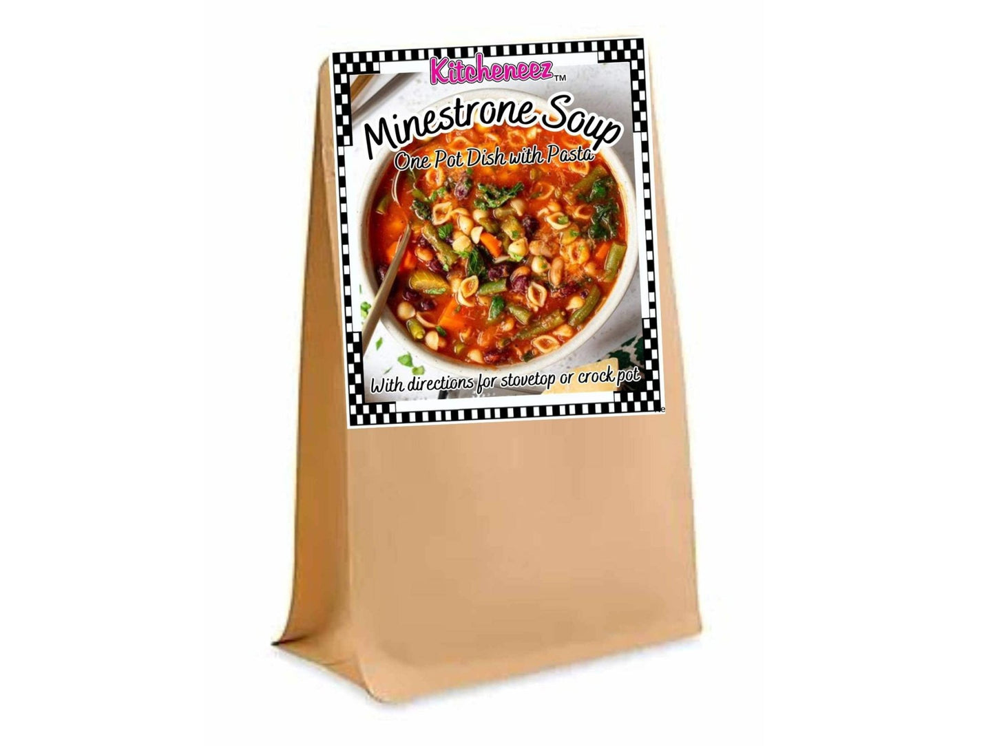 Minestrone Soup Kit with Seasonings and Pasta for Crockpot or Stovetop - Kitcheneez Mixes & More!