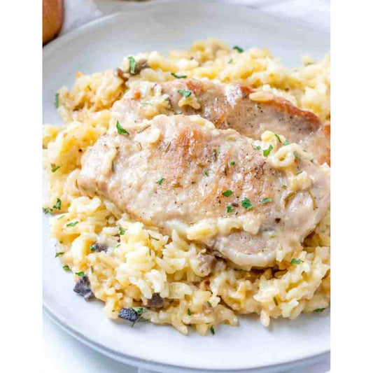 No Peek Pork Chops Dump 'n Bake Meal with rice included - Kitcheneez Mixes & More!