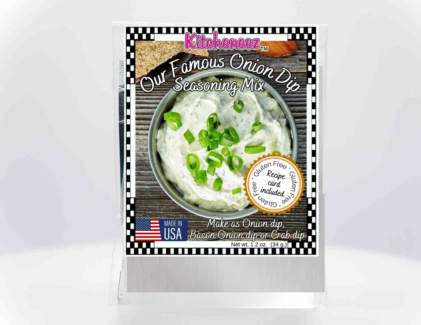 Our Famous Onion dip mix (with the recipes for Crab dip and Bacon Onion dip)