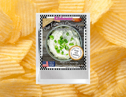 Our Famous Onion dip mix (with the recipes for Crab dip and Bacon Onion dip)