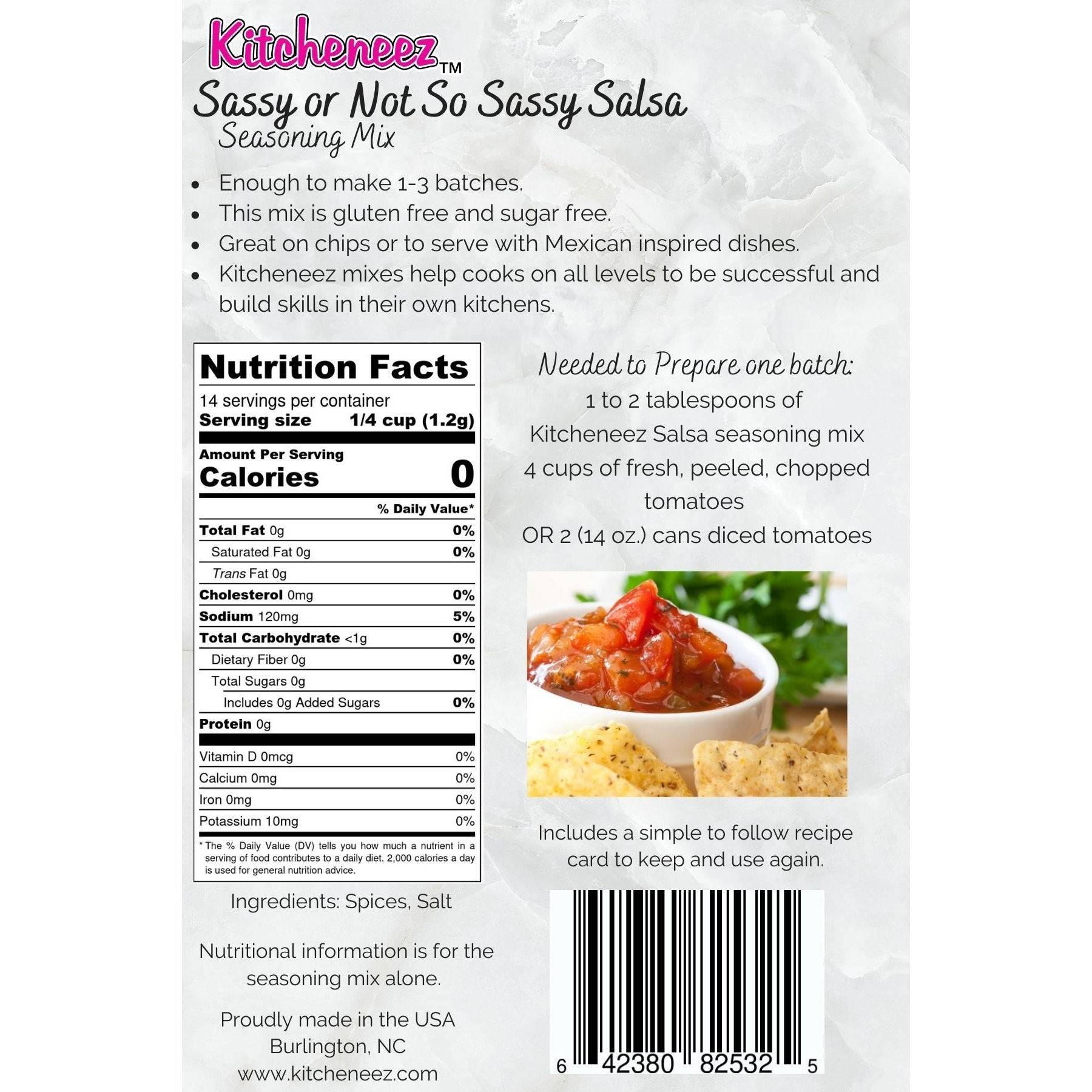 Santa's Sassy Salsa Spice Seasoning - Holiday Packaging - Kitcheneez Mixes & More!