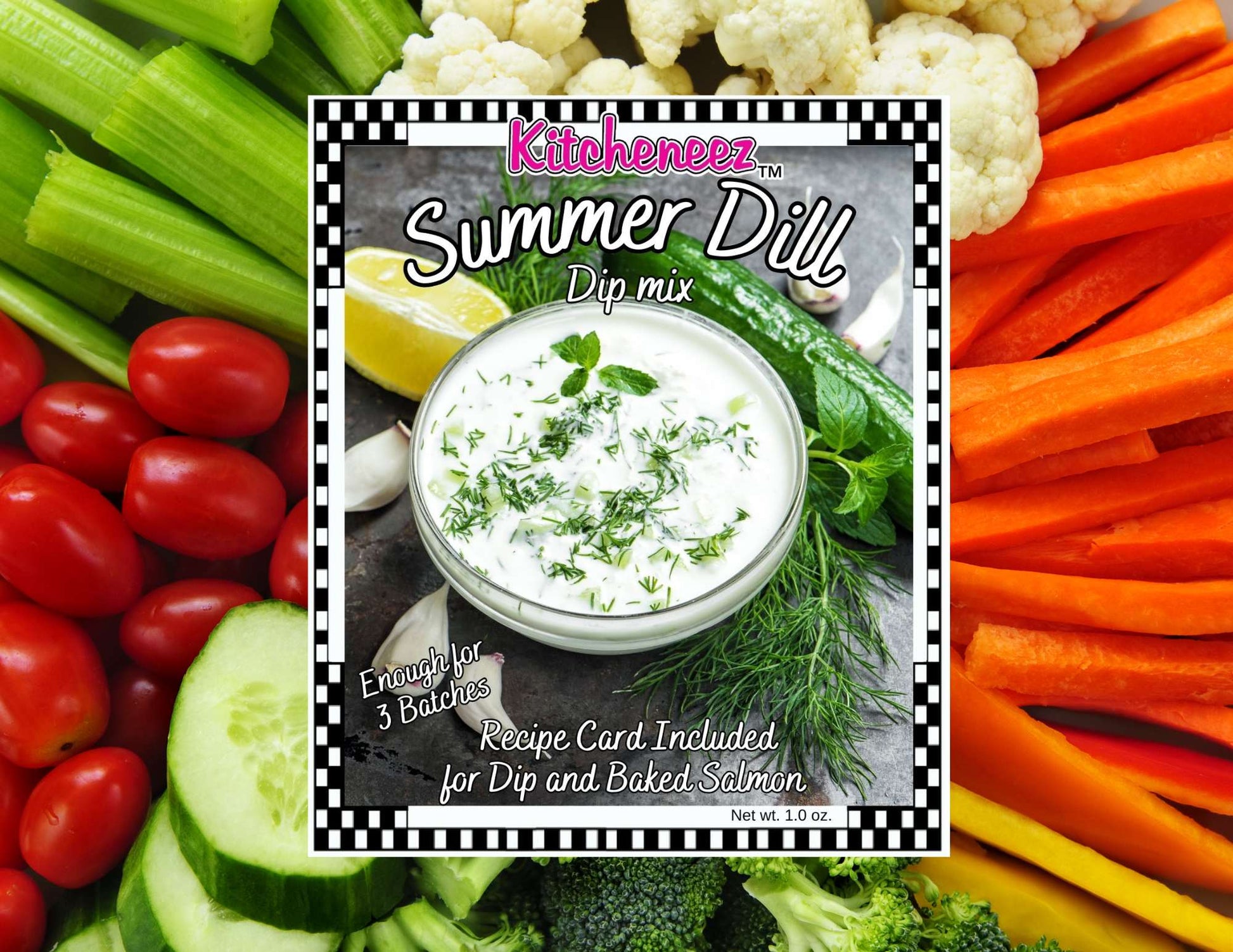 Summer Dill dip mix (with bonus recipe for Baked Salmon) - Kitcheneez Mixes & More!