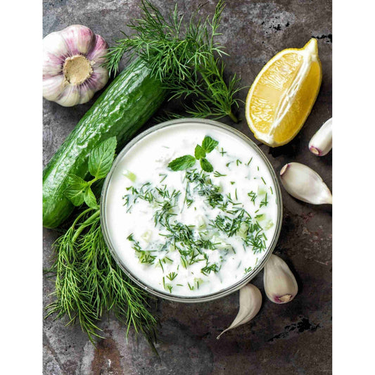 A delicious dill dip made with herbs, and garlic in a bowl.