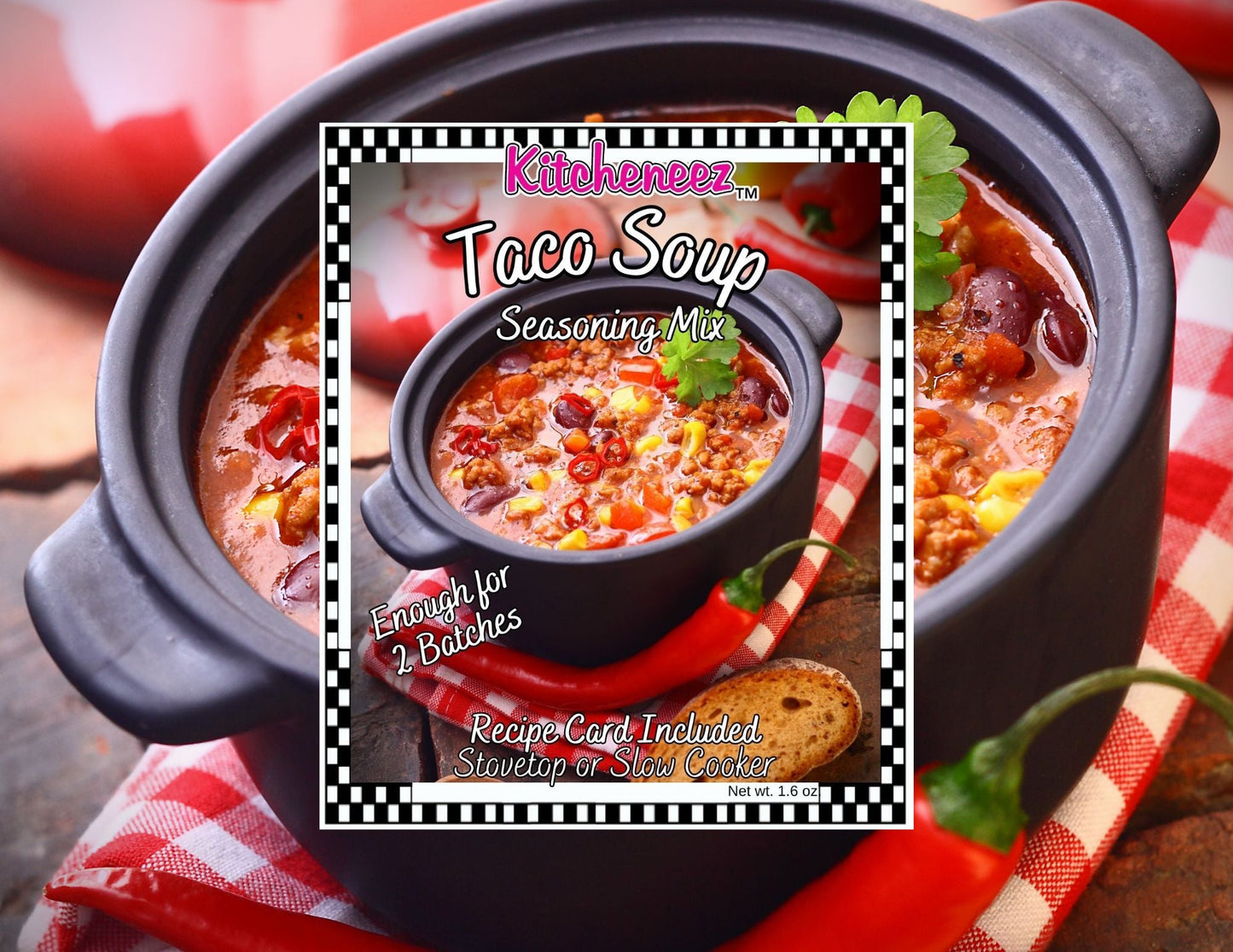 Taco Soup Spice Seasoning for Crockpot or Stovetop - Kitcheneez Mixes & More!