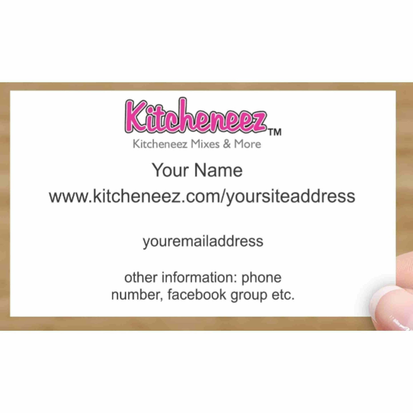 Marketing: 500 Business cards- Food pics design (double sided) - Kitcheneez Mixes & More!