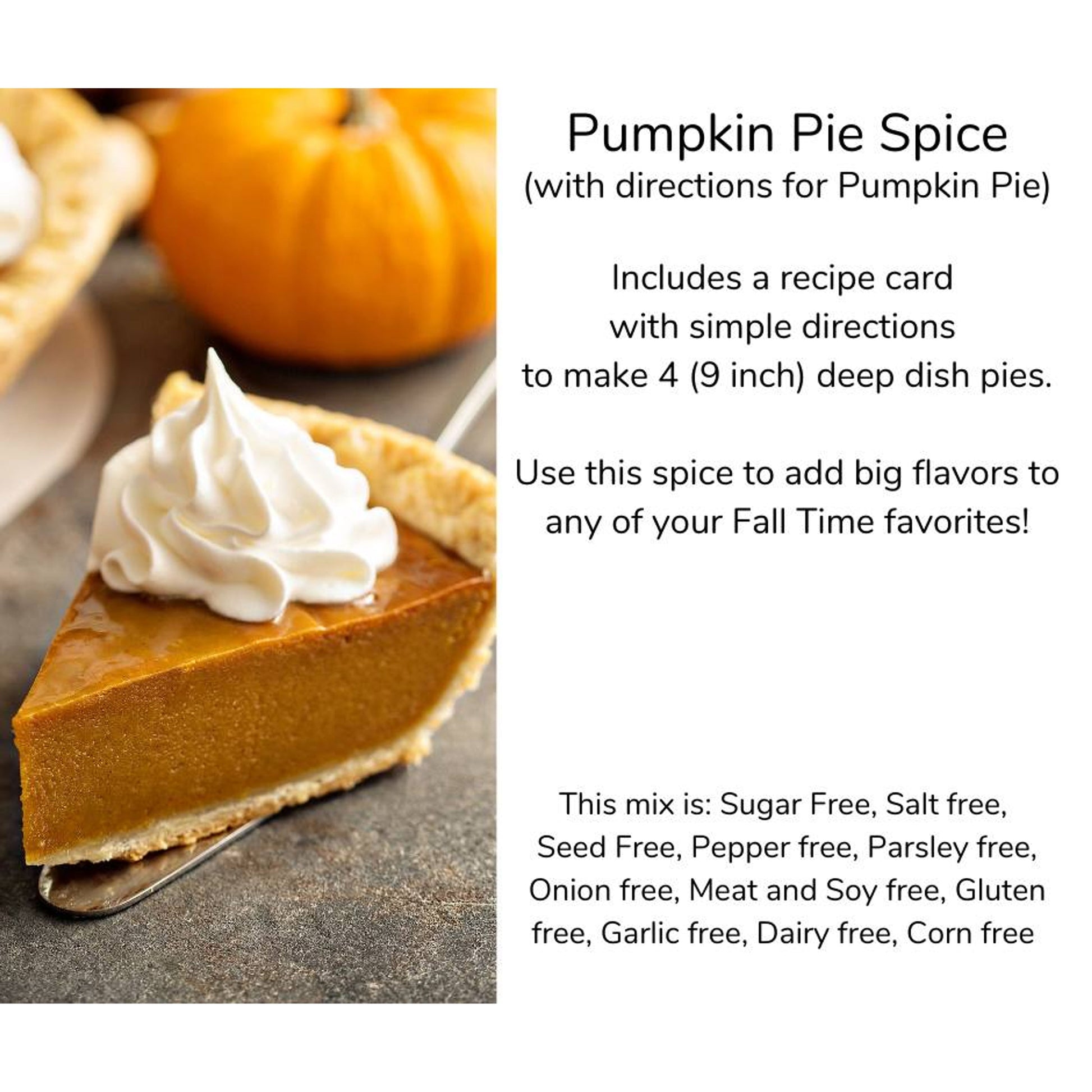 PRE-ORDER pumpkin Pie Spice with the recipe for Perfect Pumpkin Pie - Kitcheneez Mixes & More!