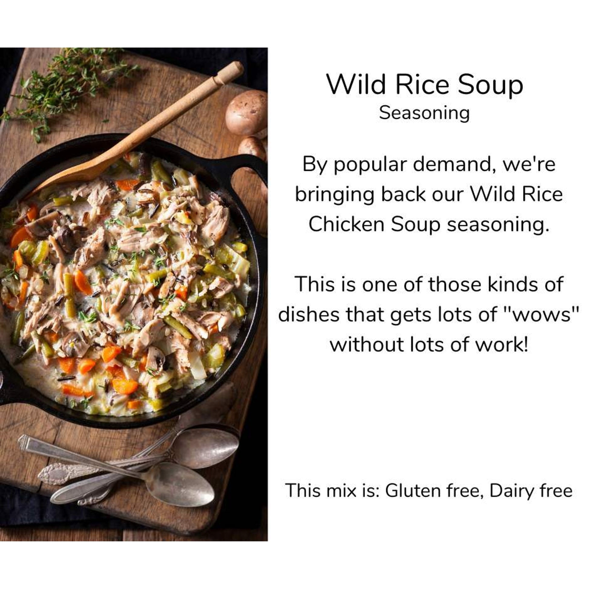 PRE-ORDER Wild Rice Chicken Soup seasoning mix - Kitcheneez Mixes & More!