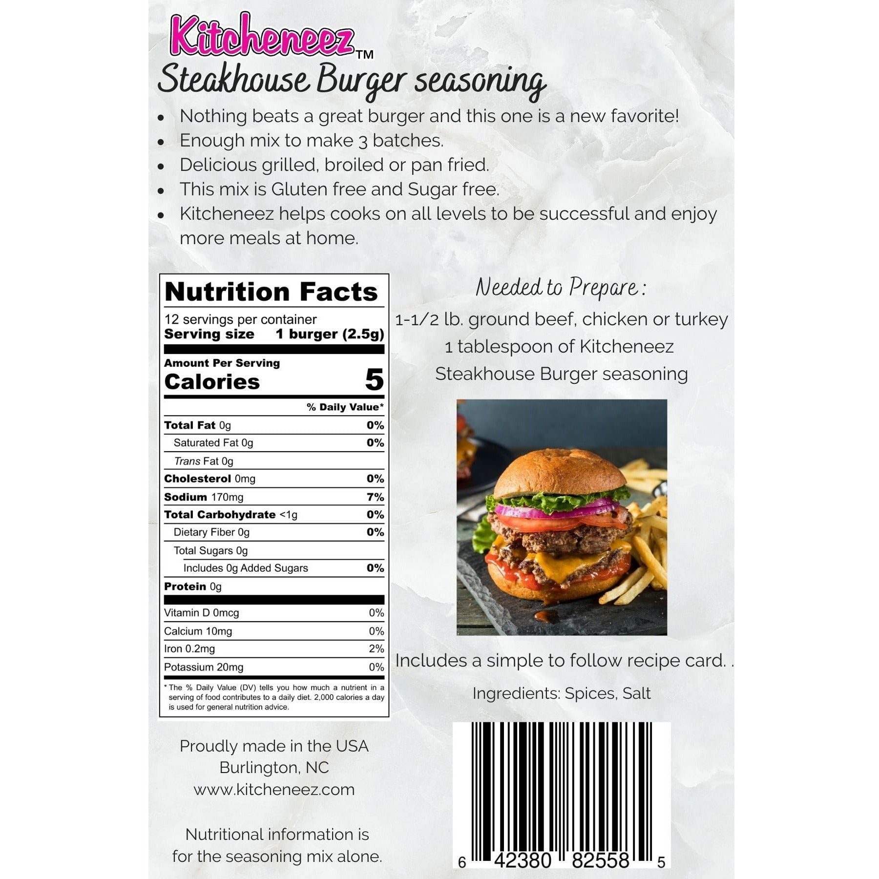 Steakhouse Burger Seasoning - Kitcheneez Mixes & More!