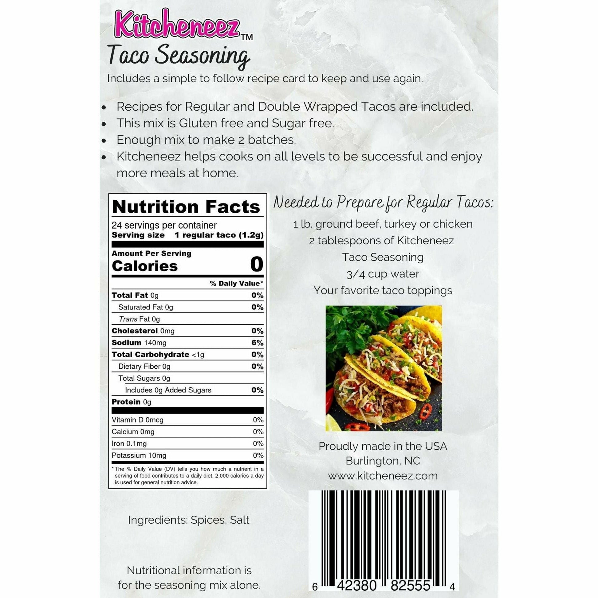 Taco Seasoning (comes with the recipe to make Double Wrapped Tacos) - Kitcheneez Mixes & More!